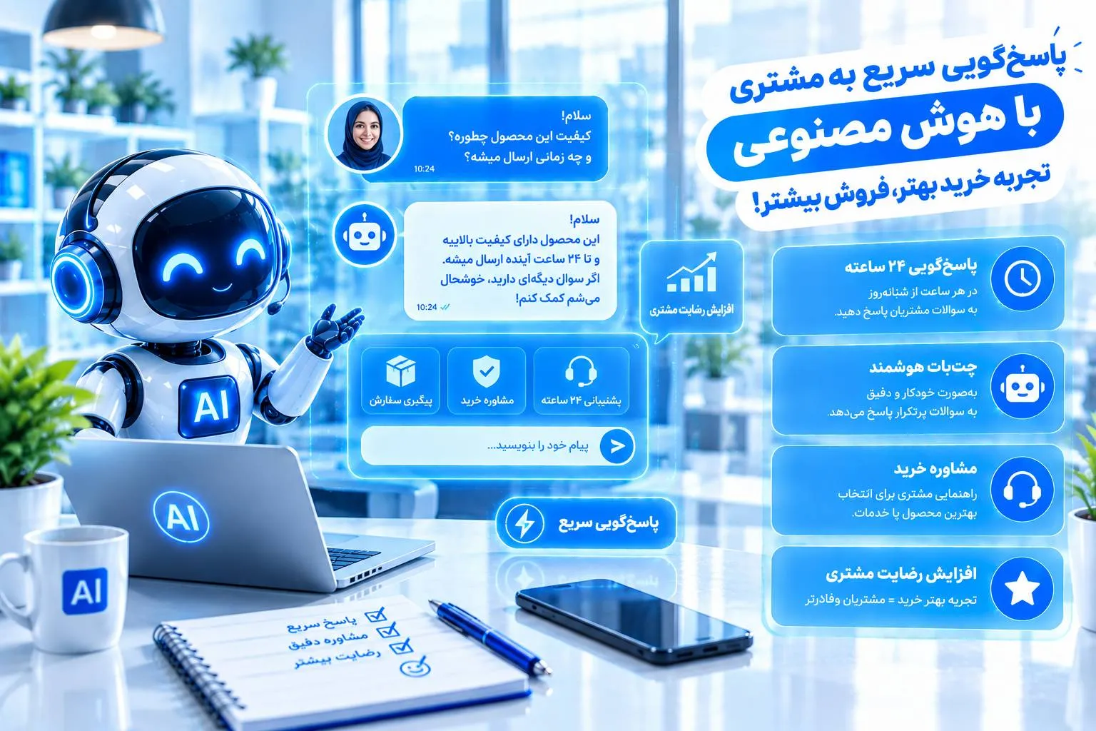 پاسخ‌گویی سریع به مشتری با هوش مصنوعی